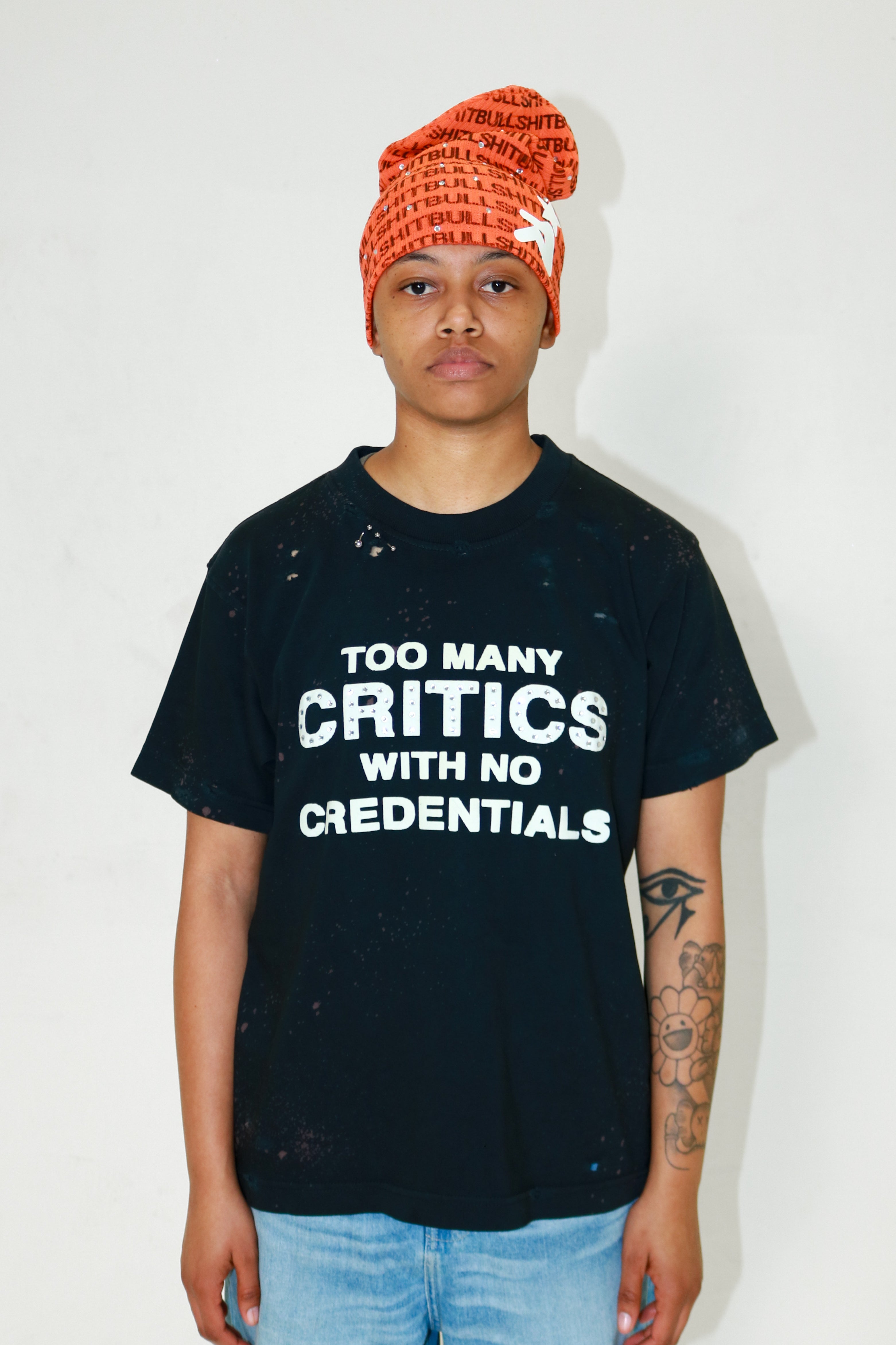 Orange BS Rhinestone Beanie